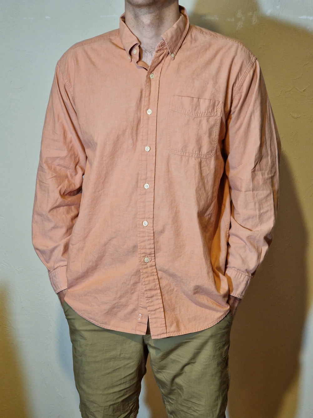 L.L. Bean Men's Button-Down Shirt in Peach